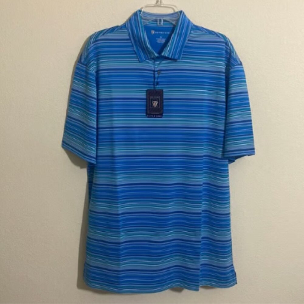 OXFORD GOLF Striped Super Dry CoolMax Polo Shirt FRENCH BLUE Men's Size XL